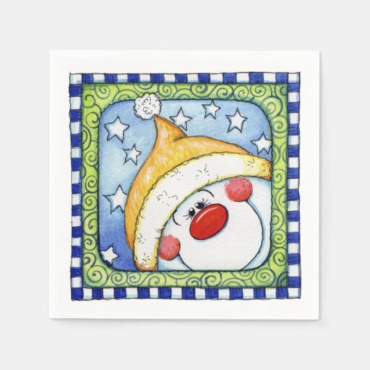 雪だるま-紙ナプキンス スタンダードカクテルナプキン (正面)