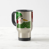 雪だるま（緑と赤のアクセサリ） トラベルマグ (正面左)