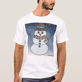 雪だるま(背景白) - メンズライトTシャツ Tシャツ
