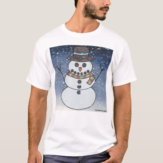 雪だるま(背景白) - メンズライトTシャツ Tシャツ (正面)