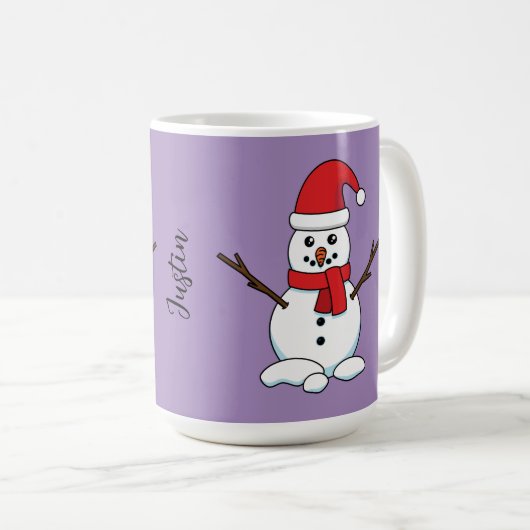 雪だるま(赤帽とスカーフ) コーヒーマグカップ (正面右)