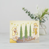 雪だるま(金ゴールドアクセント) 箔シーズンポストカード (立ち正面)