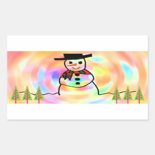 雪だるま 長方形シール