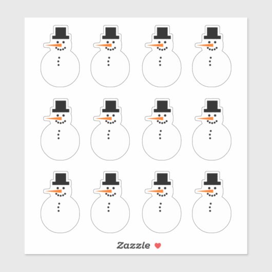雪だるま(離れ向き)冬休みクリスマス シール (シート)