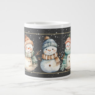 雪だるま、雪だるま、雪だるま冬 ジャンボコーヒーマグカップ
