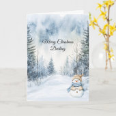 雪だるま 雪の木 クリスマス   カード (黄色い花)