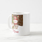 雪だるま、雪の母のクリスマスパーソナライズされた コーヒーマグカップ (正面左)
