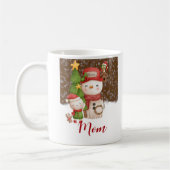 雪だるま、雪の母のクリスマスパーソナライズされた コーヒーマグカップ (左)