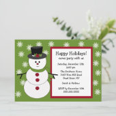 雪だるま＆雪の結晶のホリデーパーティー招待状 招待状 (スタンド正面)