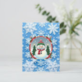 ❄️ 雪だるま 雪の結晶 冬の魔法 祝祭のクリスマス ポストカード (スタンド正面)