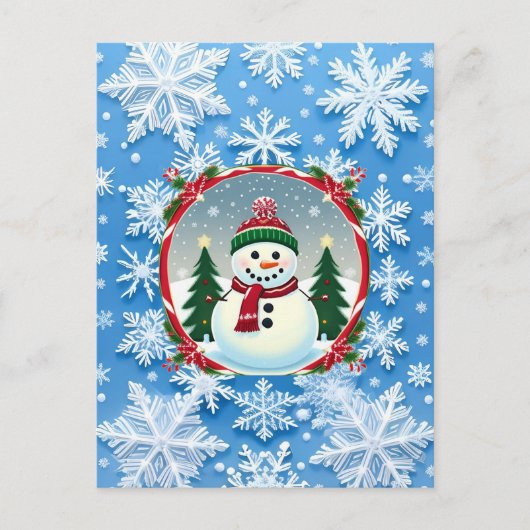 ❄️ 雪だるま 雪の結晶 冬の魔法 祝祭のクリスマス ポストカード (正面)