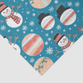 雪だるま、雪片とオーナメントブルークリスマス 薄葉紙 (詳細)