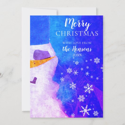 雪だるま 青い 魔法の 冬のクリスマス シーズンカード (正面)