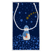 雪だるま、青に輝く青い星 スモールペーパーバッグ (裏面)