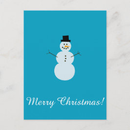 雪だるま(青)。メリークリスマス! ポストカード