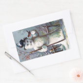 雪だるま(鳥と帽子のヴィンテージシール) 長方形シール (封筒)