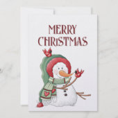 雪だるま（鳥）ショウジョウコウカンチョウバードウィンタークリスマス シーズンカード (正面)