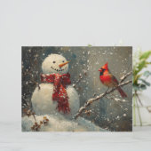 雪だるま(鳥)ショウジョウコウカンチョウ油絵付けスクラップブック紙 (スタンド正面)