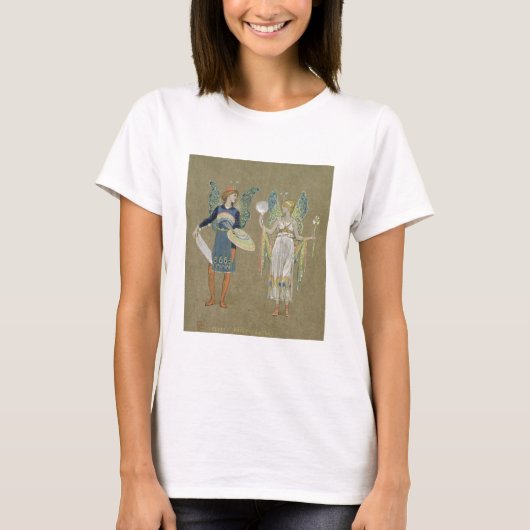 「雪だるま」1899年からの小妖精や小人そして妖精ペインター、 Tシャツ (正面)