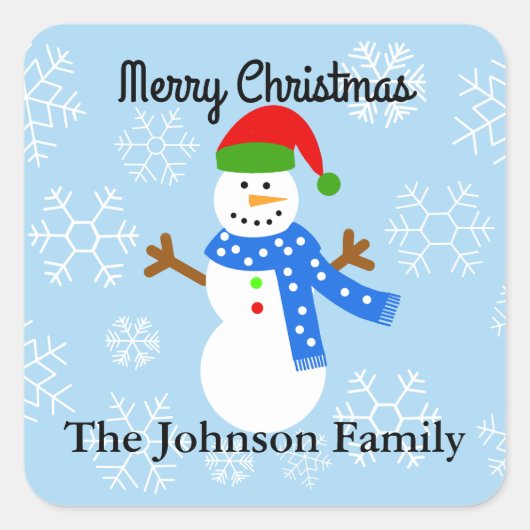 雪だるま#1-2ステッカー スクエアシール (正面)