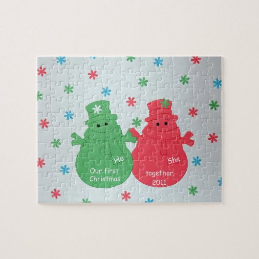 雪だるま: 2011年の初めてのクリスマス ジグソーパズル (横)