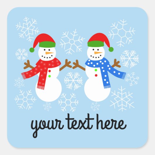 雪だるま#3-3ステッカー スクエアシール (正面)