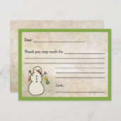 雪だるま  blank 御礼カード / ホリデーシーズン ノートカード (正面/裏面)