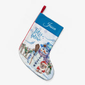 雪だるま | Let it パーソナライズされた Snow スモールクリスマスストッキング (正面 (吊り時))