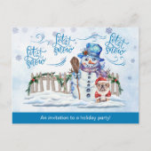 雪だるま | Let It Snowパーティー告知ポストカード 案内ポストカード (正面)