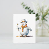 雪だるまB – 水彩画 シーズンカード (スタンド正面)