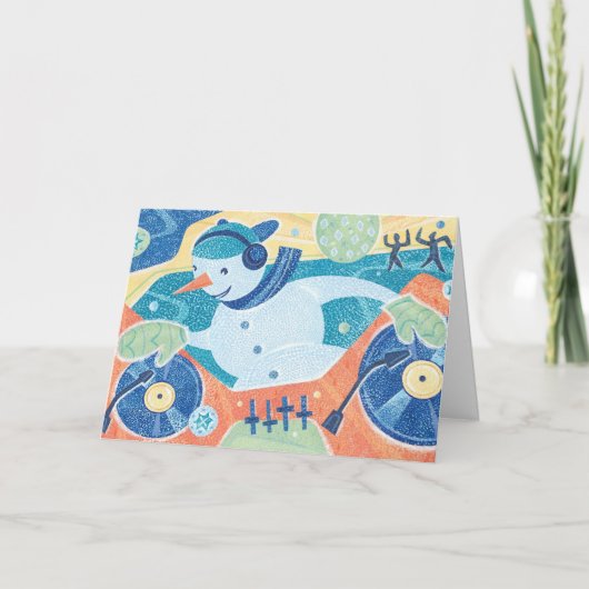 雪だるまDJのクリスマスのダンスパーティー シーズンカード (正面)