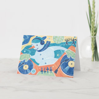 雪だるまDJのクリスマスのダンスパーティー シーズンカード