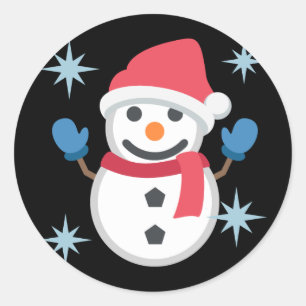 雪だるまEmoji ラウンドシール