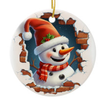 雪だるまin Santa Hat - 3D