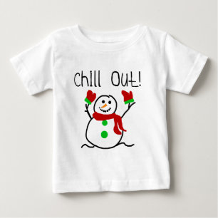 雪だるまTシャツとギフトを冷やす ベビーTシャツ