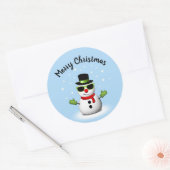 雪だるまwカッコいいシェードと愛らしいスミルククリスマス ラウンドシール (封筒)