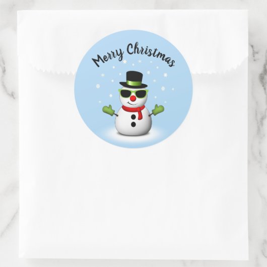 雪だるまwカッコいいシェードと愛らしいスミルククリスマス ラウンドシール (バッグ)