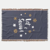 「雪だ!」 書道のクリスマスブルー スローブランケット (正面)