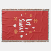 「雪だ!」 書道のクリスマスレッド スローブランケット (正面)