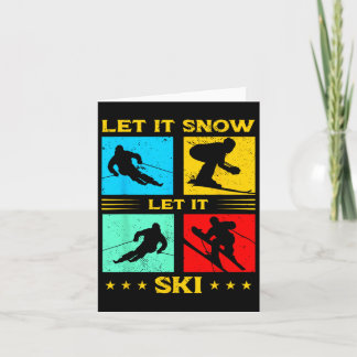 雪でスキーのウィンタースポーツスキーレトロ カード