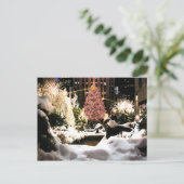 雪でロックフェラーセンタークリスマスツリー葉書 シーズンポストカード (スタンド正面)