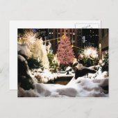 雪でロックフェラーセンタークリスマスツリー葉書 シーズンポストカード (正面/裏面)