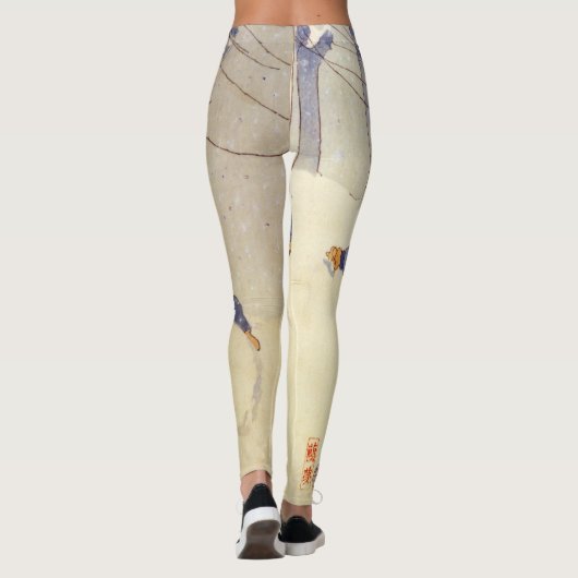 雪で日本の遊印刷されたレギンスの子供たち レギンス (裏面)