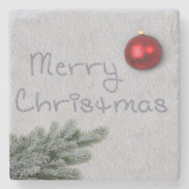 雪で書かれるメリークリスマス ストーンコースター