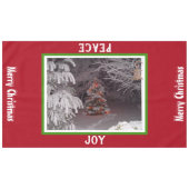 雪で覆われたクリスマスツリーのライト赤いグリーン大 テーブルクロス (正面(横))