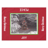 雪で覆われたクリスマスツリーのライト赤い緑の小 テーブルクロス (正面(横))