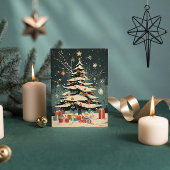 雪で覆われたクリスマスツリーオーナメントギフトボックス シーズンカード