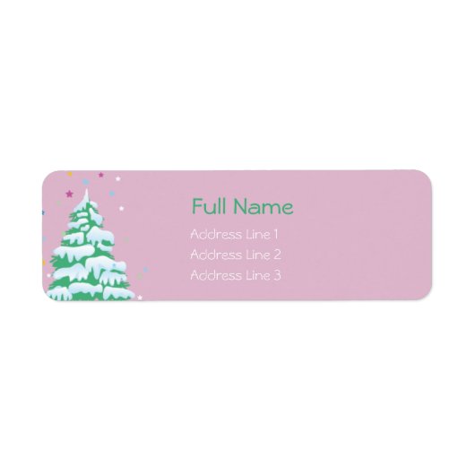 雪で覆われたクリスマスツリー – クリスマスラベル ラベル (正面)