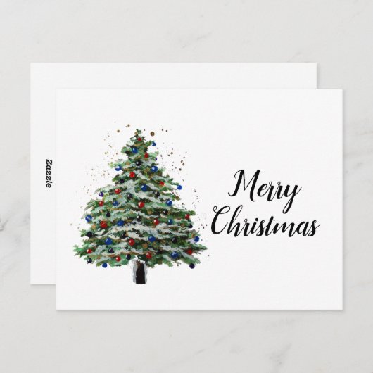 雪で覆われたクリスマスツリー シーズンカード (正面/裏面)