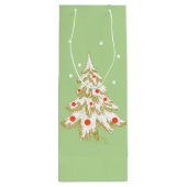 雪で覆われたクリスマスツリー ワインギフトバッグ (裏面)